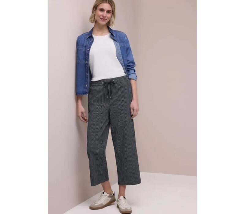 Street One Emee Stripe Crash Wide Leg High Waist Deep Blue