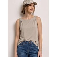 Street One Slub Jersey Top with Shoulder Detail Clay Sand