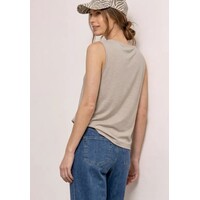 Street One Slub Jersey Top with Shoulder Detail Clay Sand
