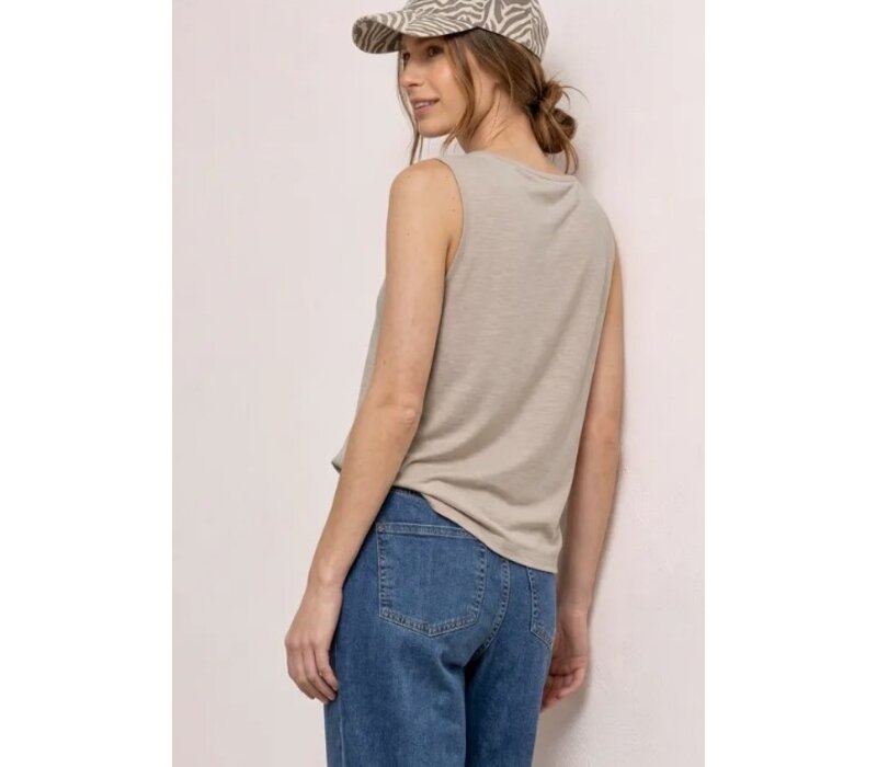 Street One Slub Jersey Top with Shoulder Detail Clay Sand