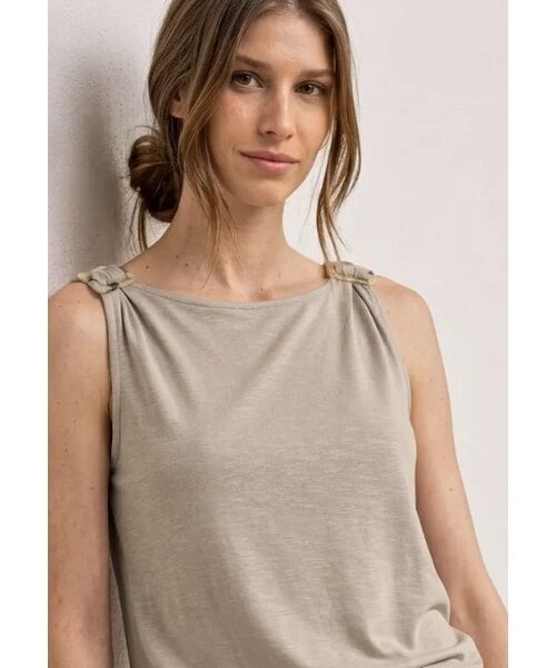 StreetOne Street One Slub Jersey Top with Shoulder Detail