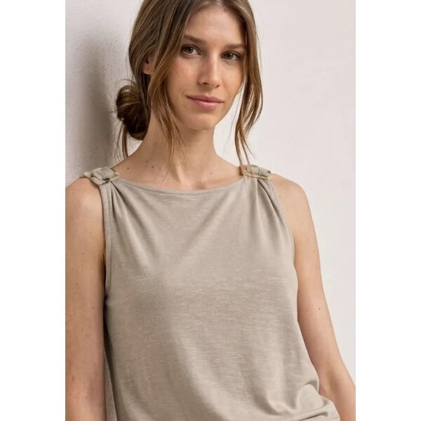 Street One Slub Jersey Top with Shoulder Detail 