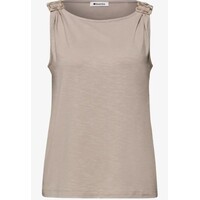 Street One Slub Jersey Top with Shoulder Detail Clay Sand