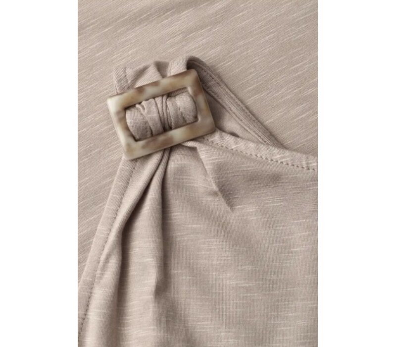 Street One Slub Jersey Top with Shoulder Detail Clay Sand