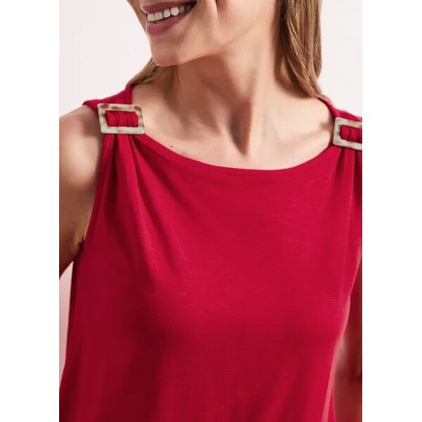 Street One Slub Jersey Top with Shoulder Detail 