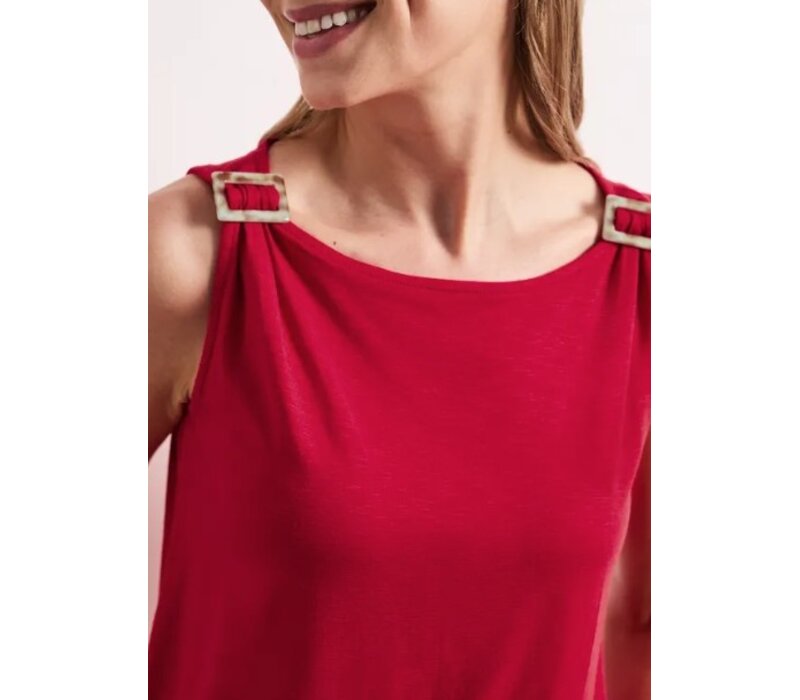 Street One Slub Jersey Top with Shoulder Detail Salsa Red