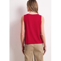 Street One Slub Jersey Top with Shoulder Detail Salsa Red