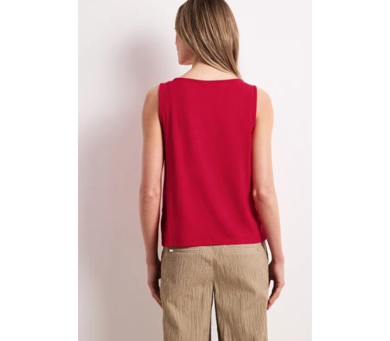 Street One Slub Jersey Top with Shoulder Detail Salsa Red