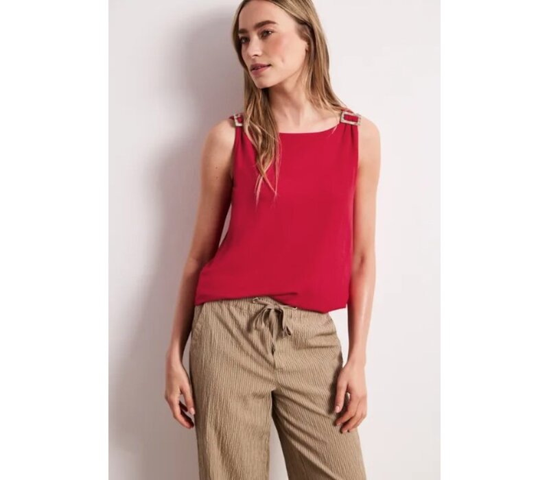 Street One Slub Jersey Top with Shoulder Detail Salsa Red