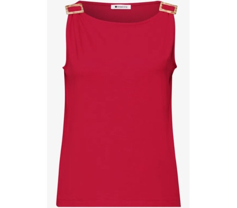 Street One Slub Jersey Top with Shoulder Detail Salsa Red