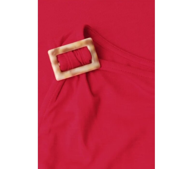 Street One Slub Jersey Top with Shoulder Detail Salsa Red