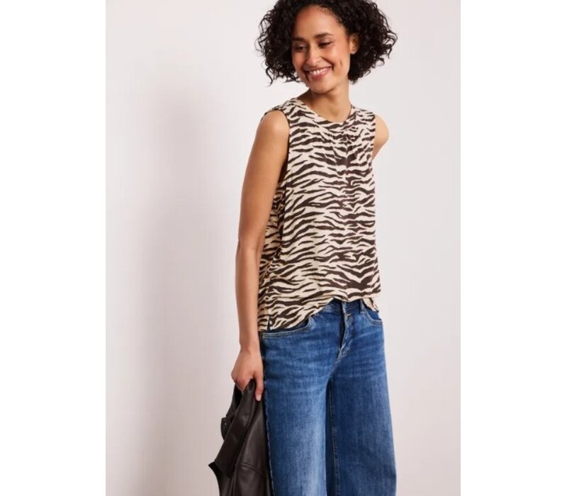 Street One Printed Jersey Top Espresso Brown