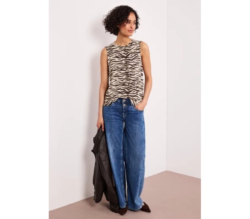 Street One Printed Jersey Top Espresso Brown