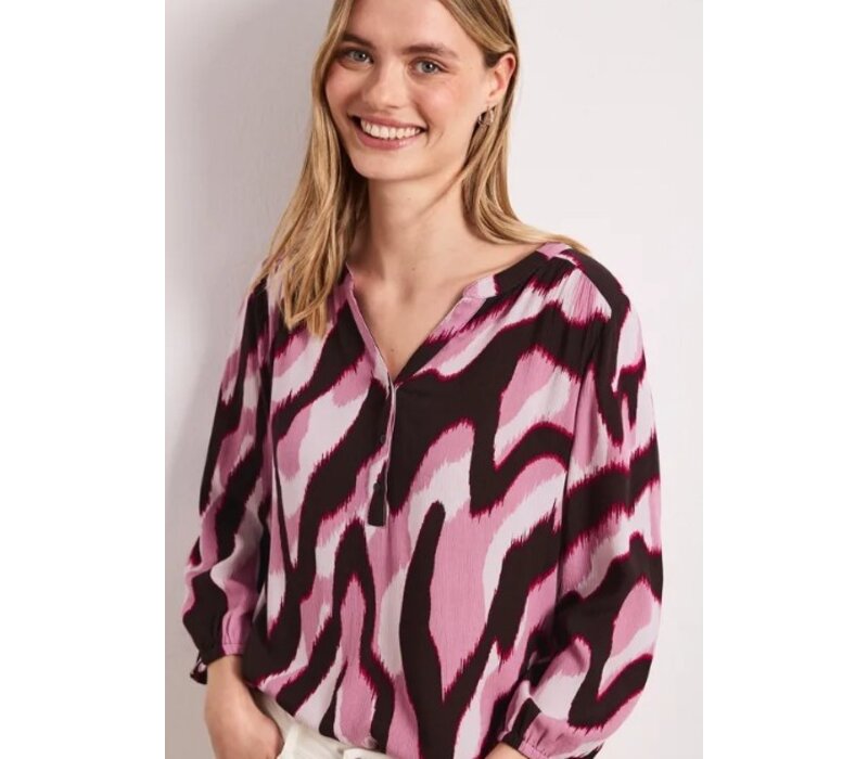 Street One Printed Mat Mix Shirt with Buttonpannel Clouded Blush
