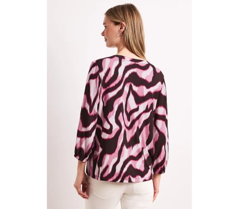 Street One Printed Mat Mix Shirt with Buttonpannel Clouded Blush