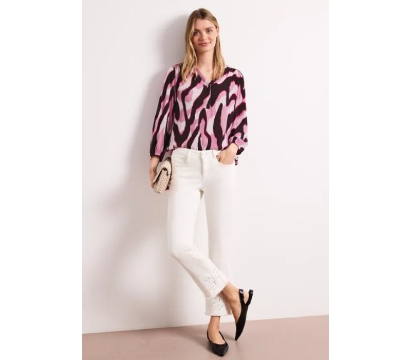 Street One Printed Mat Mix Shirt with Buttonpannel Clouded Blush