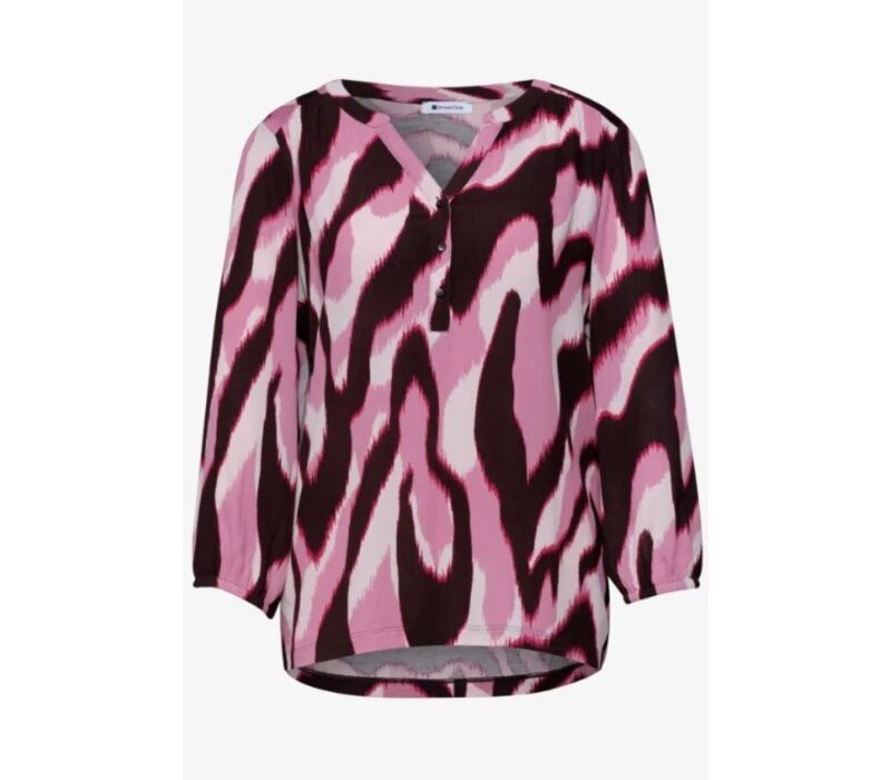 Street One Printed Mat Mix Shirt with Buttonpannel Clouded Blush