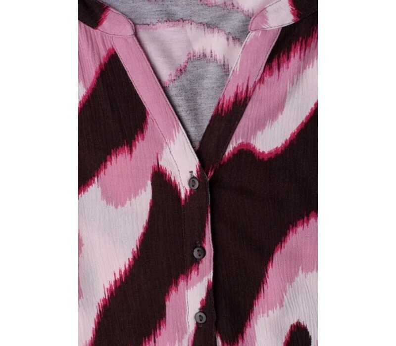 Street One Printed Mat Mix Shirt with Buttonpannel Clouded Blush