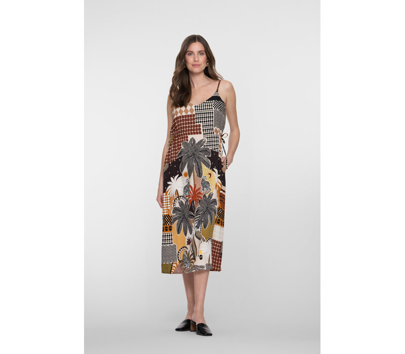 Geisha Dress Brown Sand Black