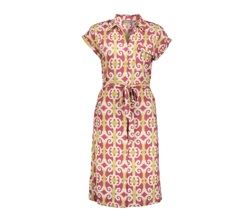 Geisha Dress Raspberry Light Green