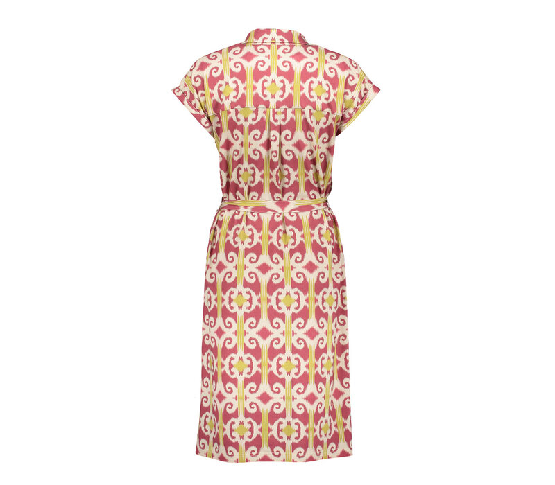 Geisha Dress Raspberry Light Green