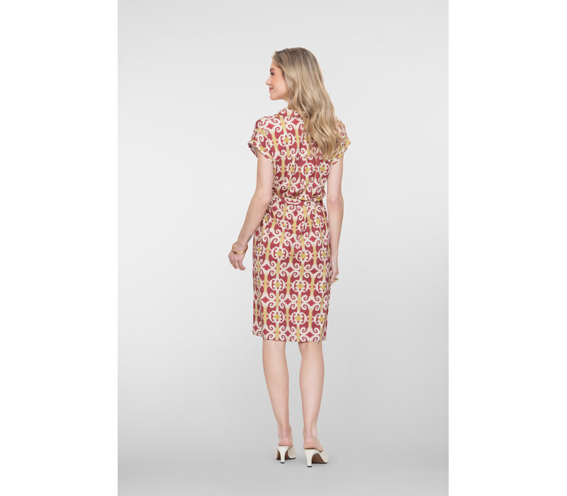 Geisha Dress Raspberry Light Green