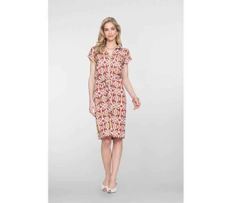 Geisha Dress Raspberry Light Green