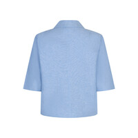 Red Button Blazer Linnen Viscose Melange Lightblue