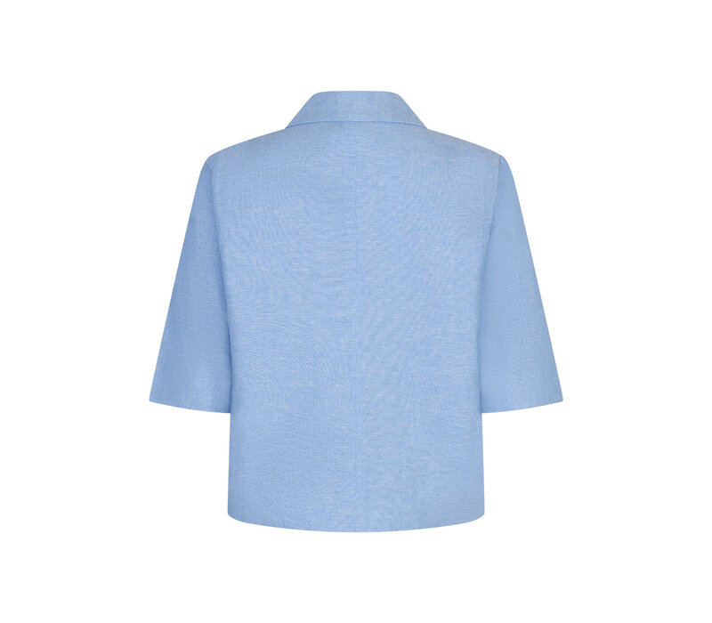 Red Button Blazer Linnen Viscose Melange Lightblue