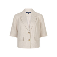 Red Button Blazer Linnen Viscose Pinstripe Pebble