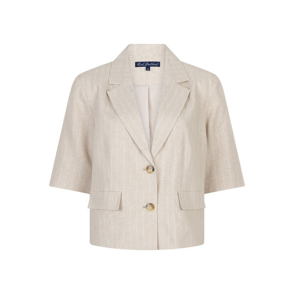 Red Button Blazer Linnen Viscose Pinstripe 