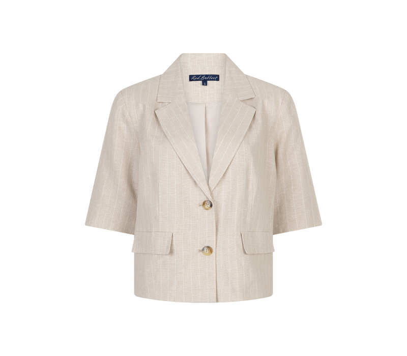 Red Button Blazer Linnen Viscose Pinstripe Pebble