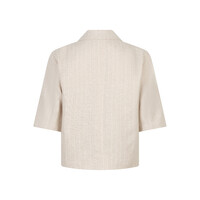 Red Button Blazer Linnen Viscose Pinstripe Pebble