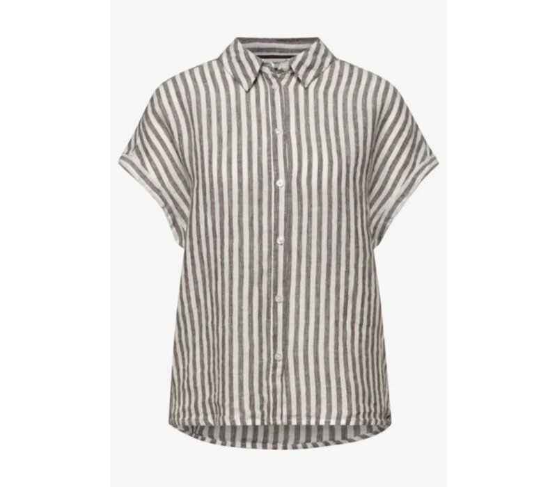 Street One Striped Shirtcollarblouse Espresso Brown