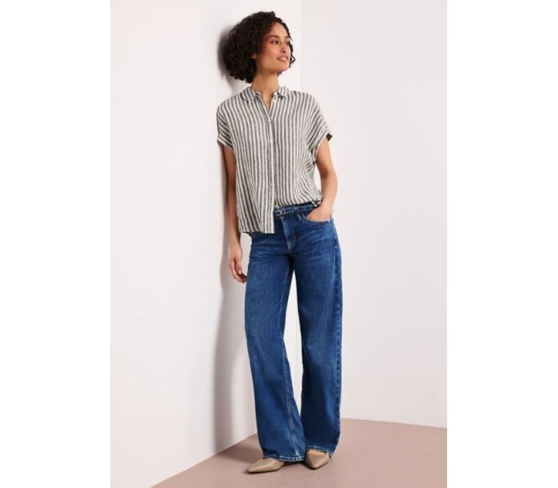 Street One Striped Shirtcollarblouse Espresso Brown