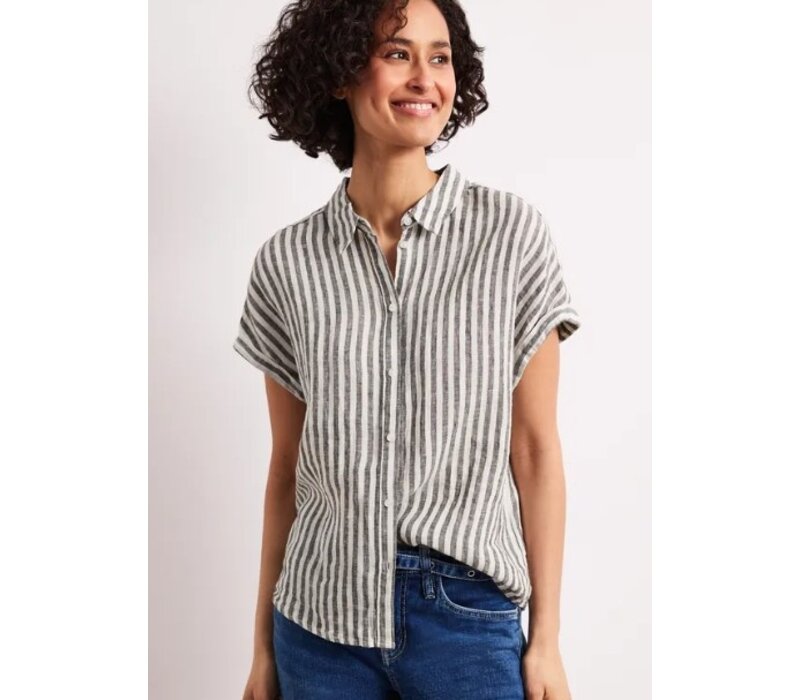 Street One Striped Shirtcollarblouse Espresso Brown