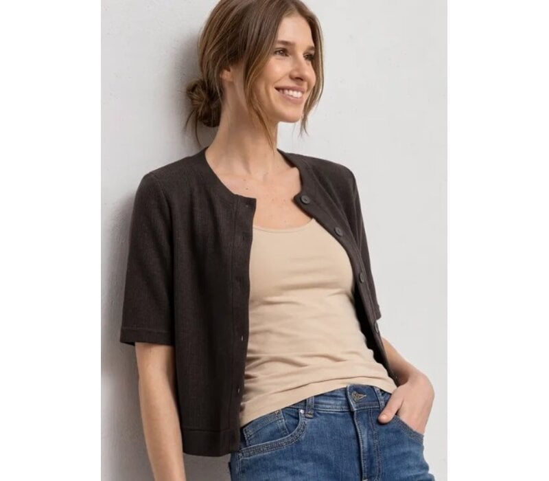 Street One Knit Look Short Jacket Espresso Brown