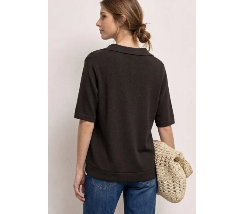 Street One Knit Look Short Jacket Espresso Brown