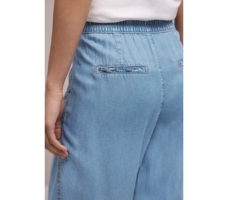 Street One Washed Wide Leg High Waist Light Blue Soft Wash