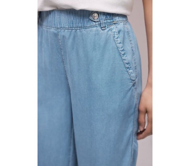 Street One Washed Wide Leg High Waist Light Blue Soft Wash