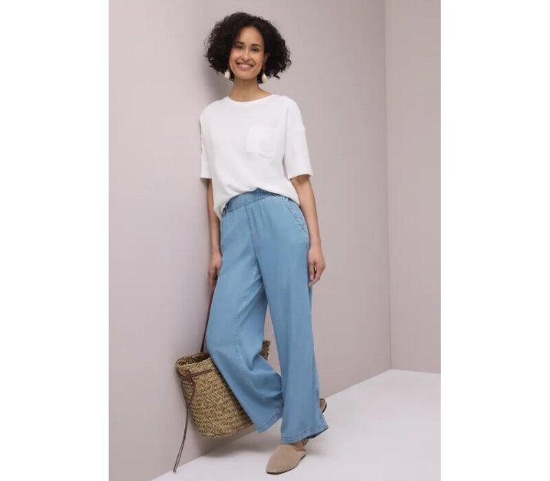 Street One Washed Wide Leg High Waist Light Blue Soft Wash