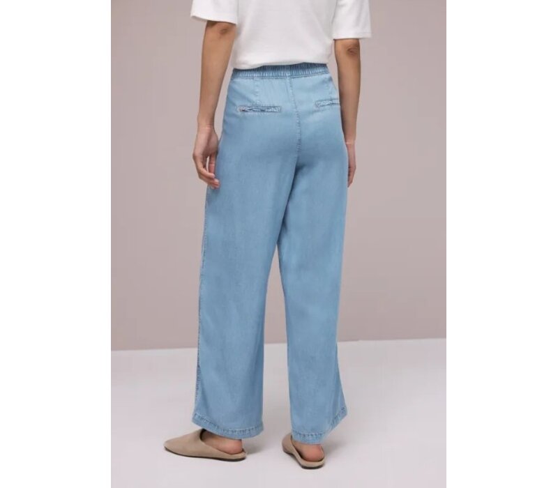 Street One Washed Wide Leg High Waist Light Blue Soft Wash