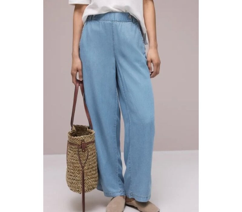 Street One Washed Wide Leg High Waist Light Blue Soft Wash