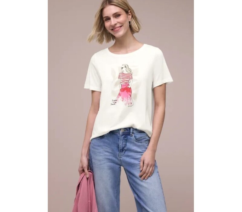Street One Lady Partprint Shirt Off White