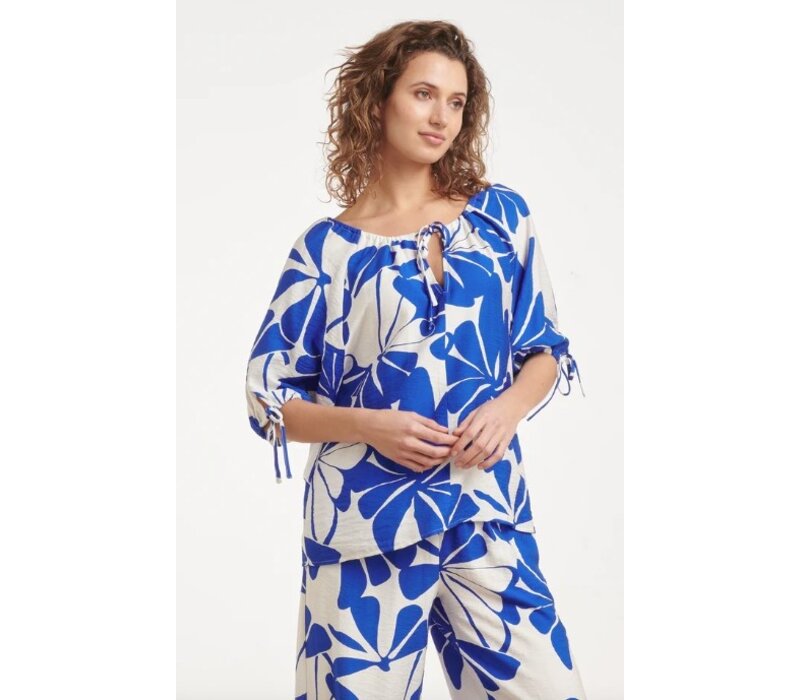 Smashed Lemon Blouse Cobalt White