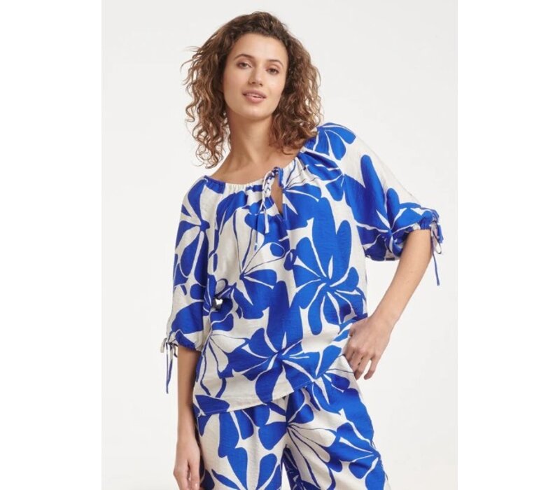 Smashed Lemon Blouse Cobalt White