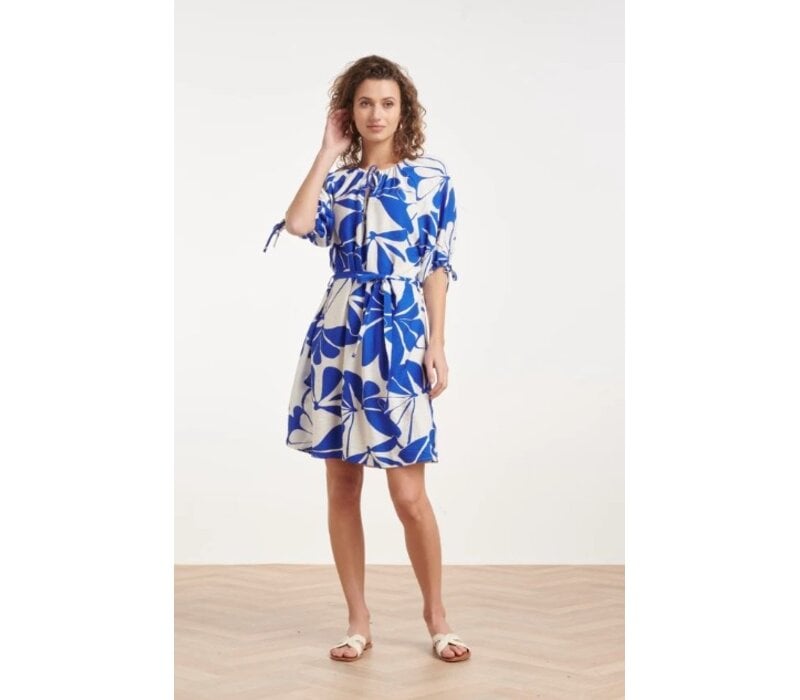 Smashed Lemon Dress Cobalt White