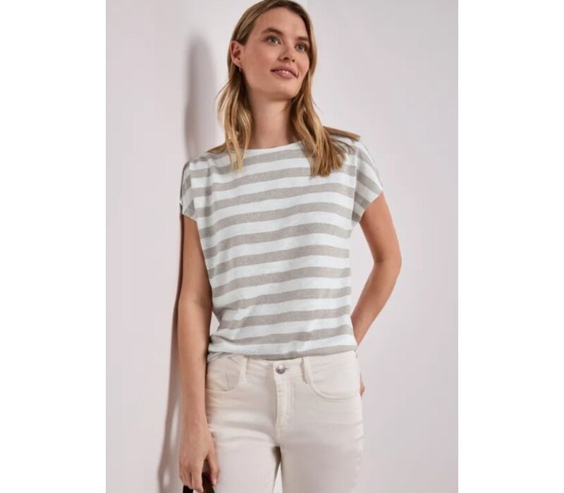 Street One Big Shiny Stripe Shirt Timeless Beige