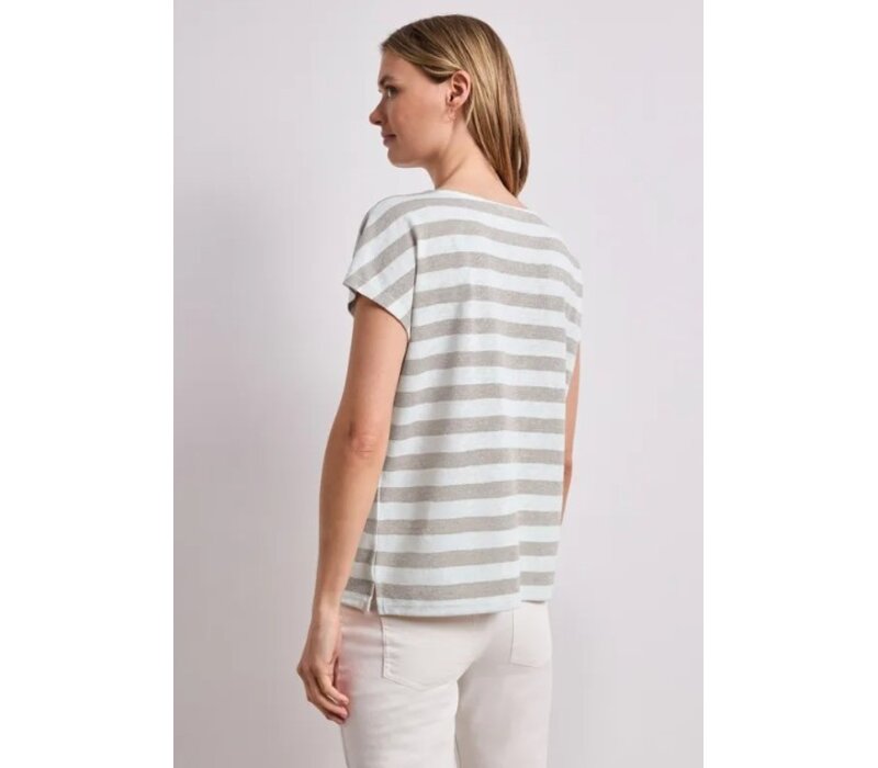 Street One Big Shiny Stripe Shirt Timeless Beige