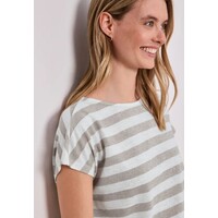 Street One Big Shiny Stripe Shirt Timeless Beige